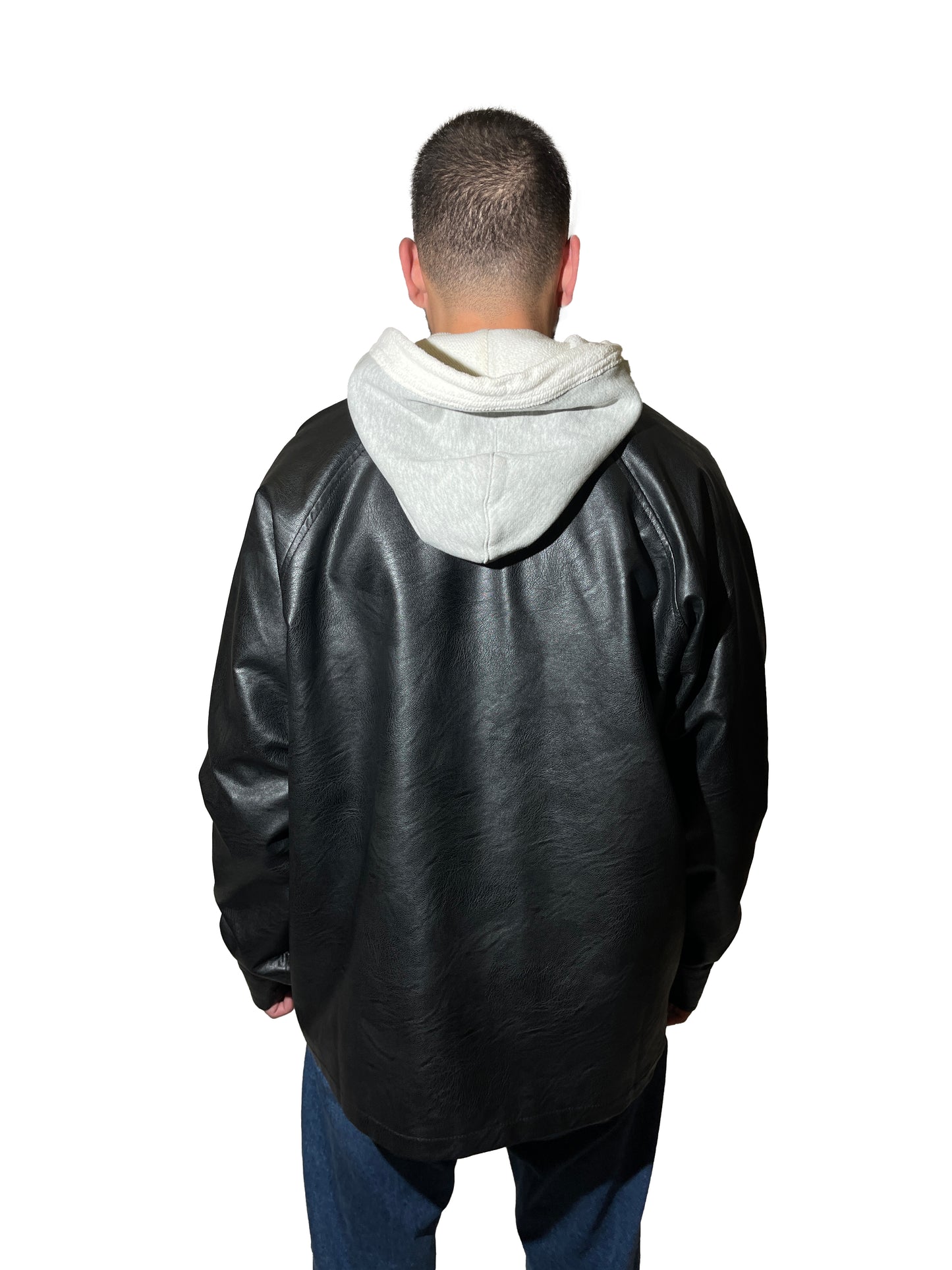 subcltr. oversized faux leather harrington jacket in Black